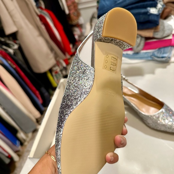 New JCrew Factory Silver Glitter sling backs size 8 - Picture 4 of 5